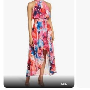 Eliza J Floral Halter Neck Dress